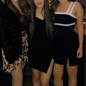 Black and white revolve mini dress